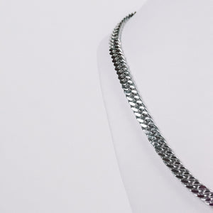 mens stainless steel rhodium plated classic link necklace