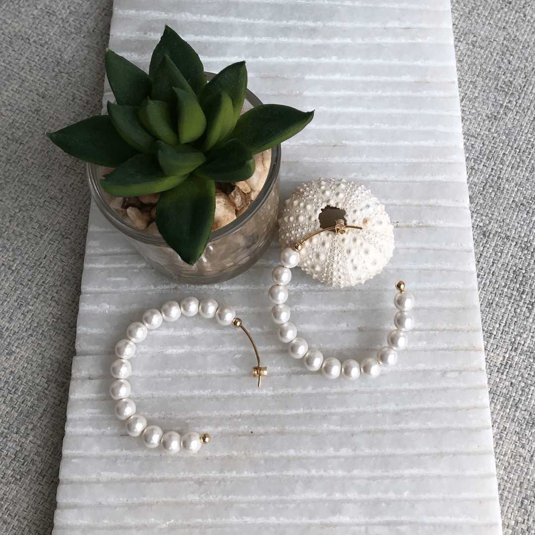 freshwater pearls on a hoop earrings