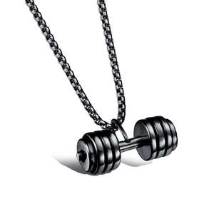 stainless steel gun metal black plated dumbbell link necklacd