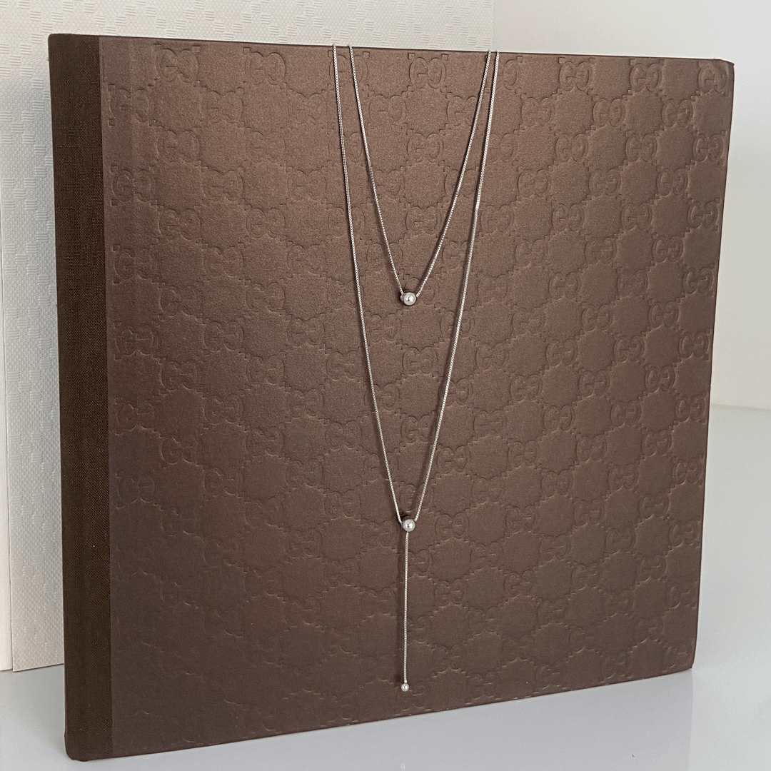 sterling silver rhodium plating double up  necklace