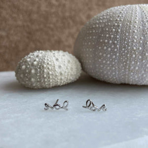 sterling silver rhodium plated love stud earrings